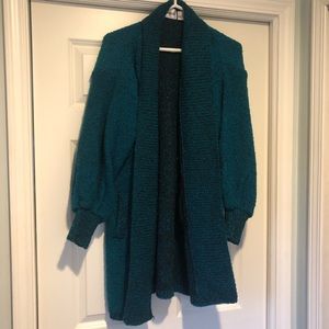 Unique vintage turquoise sweater coat